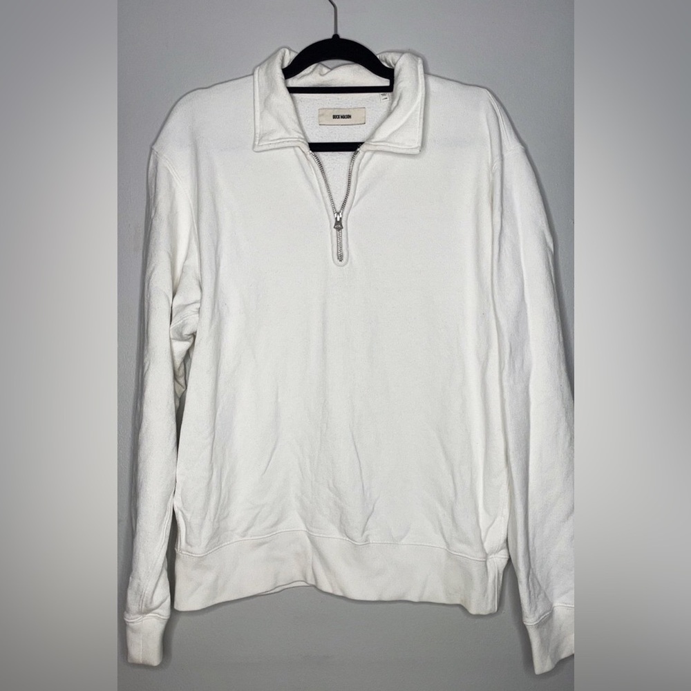 Vintage White Interloop Quarter Zip - Buck Mason